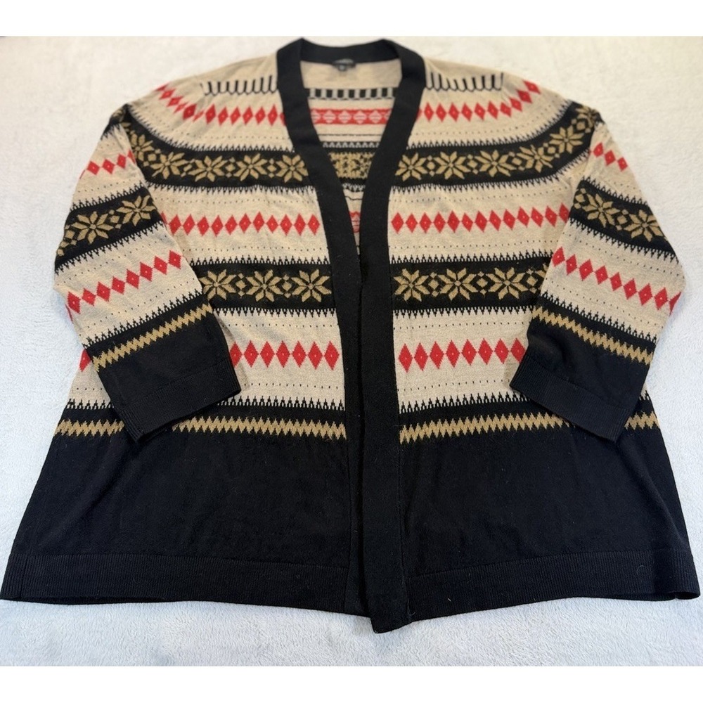 Talbots Open Cardigan‎ Womens 3XP Wool Blend Mohair Diamond Western Teacher